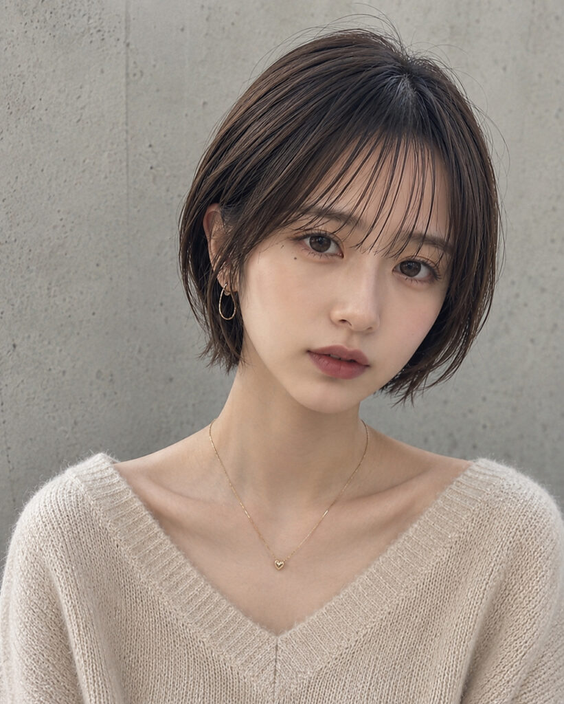 大人可愛いマッシュショート透明感ベージュカラー