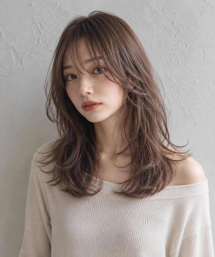 大人可愛い抜け感レイヤーセミディ×透明感ベージュ髪質改善